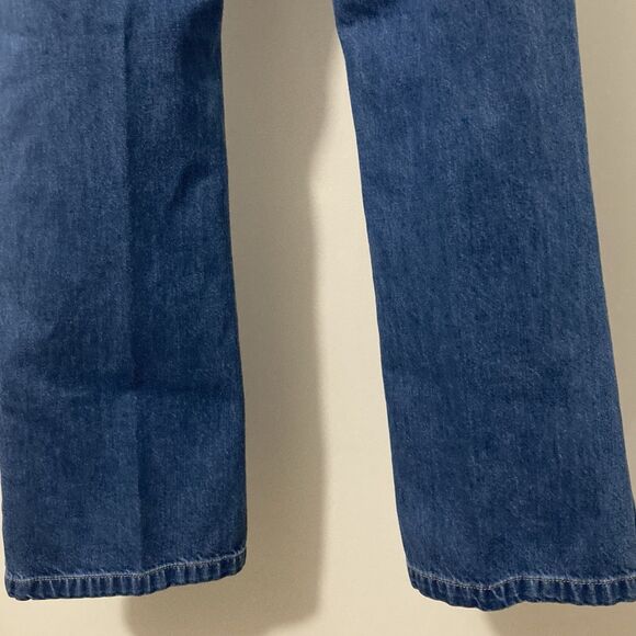 Princess Polly Womens 2 Flare Denim Jeans Mid Rise Blue Med Wash Zip Button Fly - Picture 9 of 12